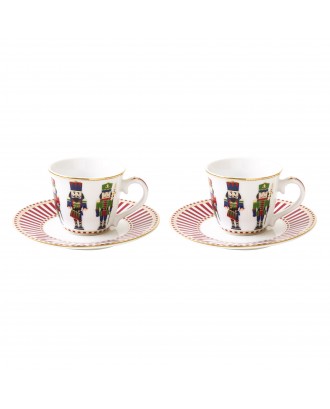 Set 2 cesti si farfurii pentru espresso, 80 ml, Nutcracker - SIMONA'S COOKSHOP